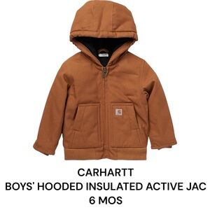 CARHARTT BOYS' HOODED INSULATED ACTIVE JAC INFANT 6 MOS CARHARTT BROWN